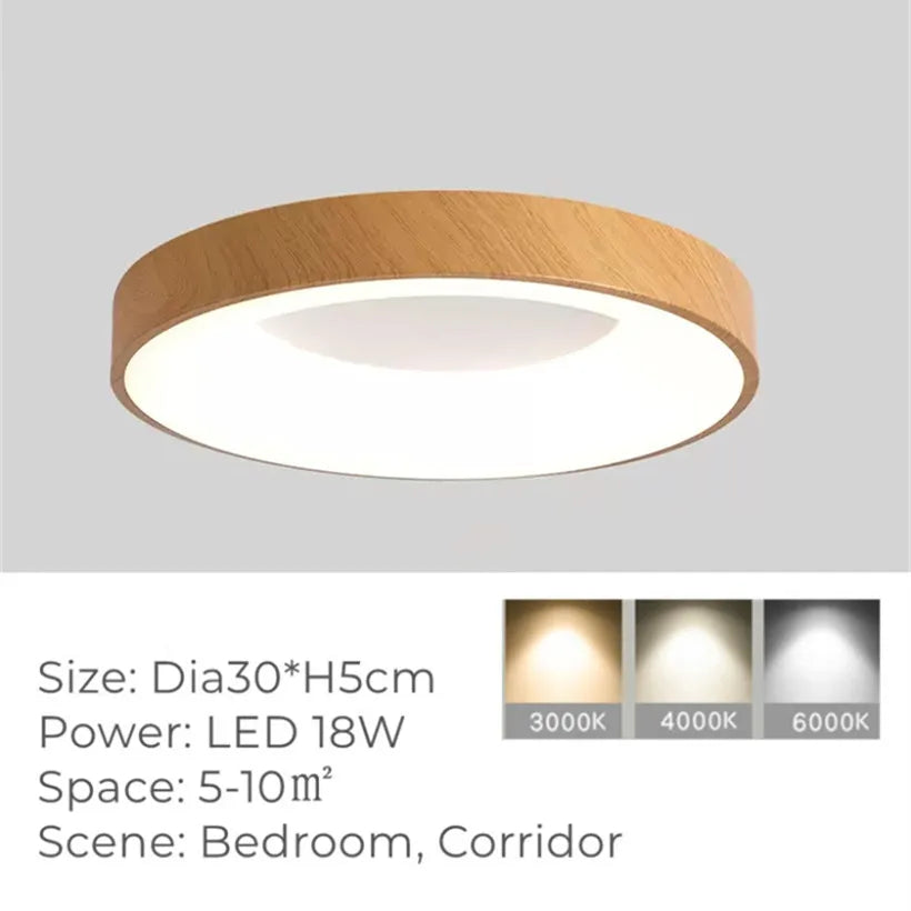 vydko.com - FEOY - Nordic Wood Grain LED Ceiling Lamp