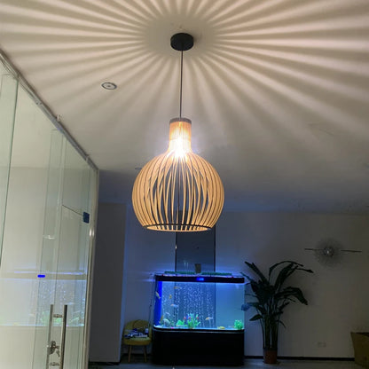 vydko.com - LOCK - Nordic Wood Birdcage Pendant Light