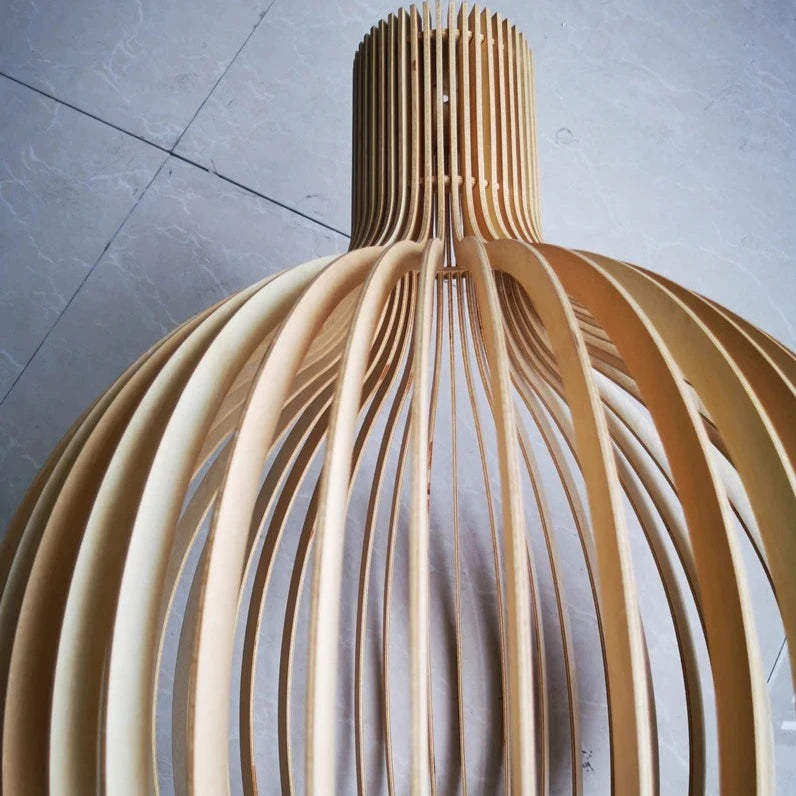 vydko.com - LOCK - Nordic Wood Birdcage Pendant Light