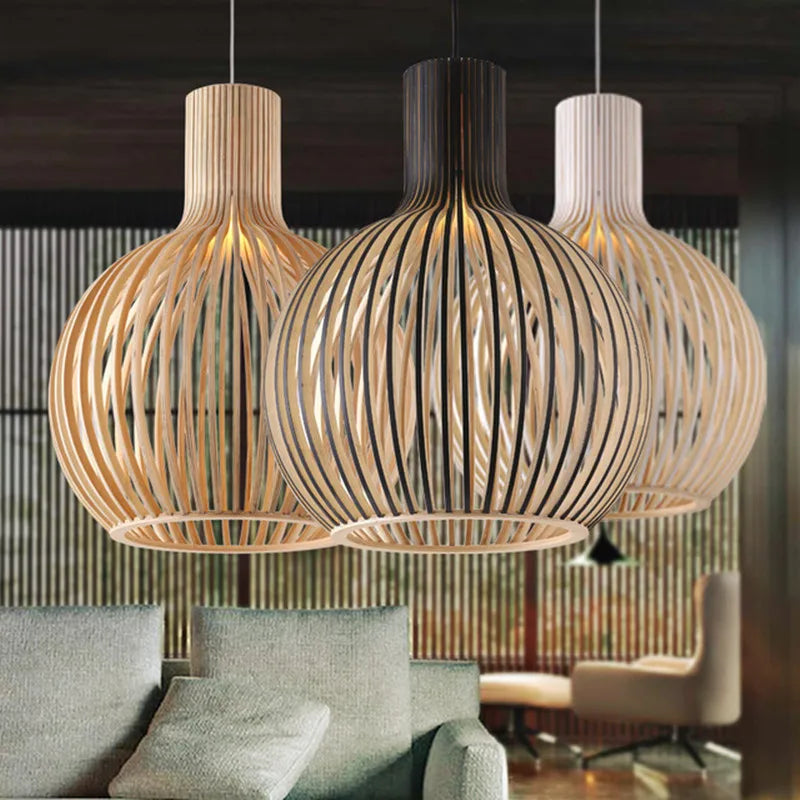 vydko.com - LOCK - Nordic Wood Birdcage Pendant Light