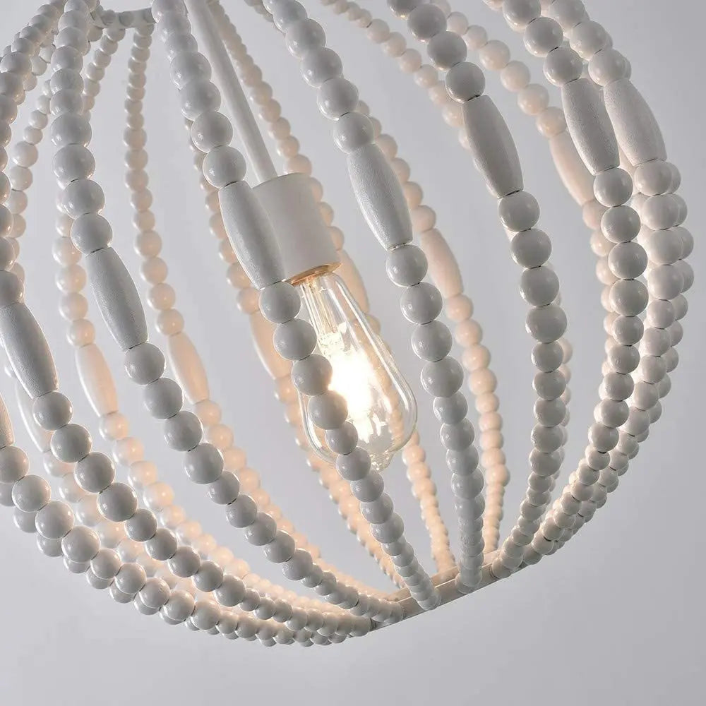 vydko.com - Nordic White Wooden Beaded Pendant Light