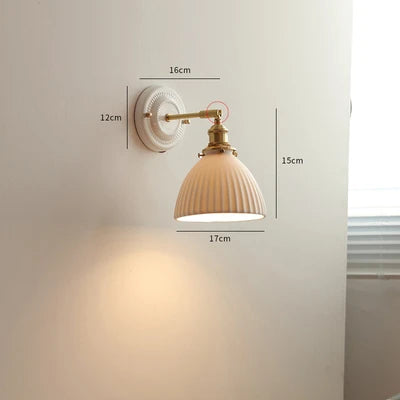 STELLA - White Ceramic Light Copper Wall Light