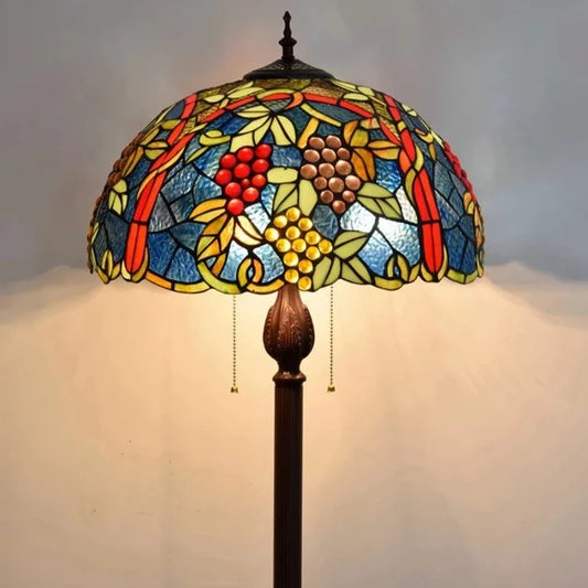 vydko.com - Tiffany Grape Fruit Stained Glass Floor Lamp