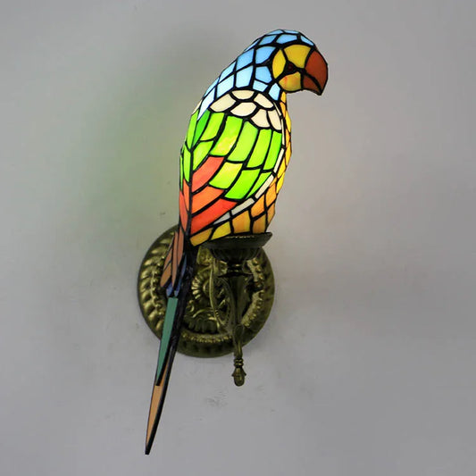 vydko.com - Tiffany-Style Bird Stained Glass Wall Lamp