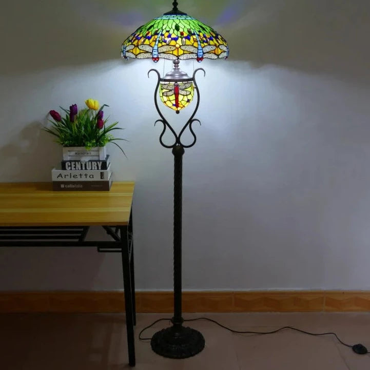 vydko.com - Tiffany-Style Stained Glass Retro Floor Lamp