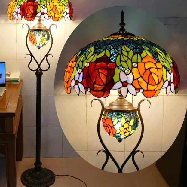 vydko.com - Tiffany-Style Stained Glass Retro Floor Lamp