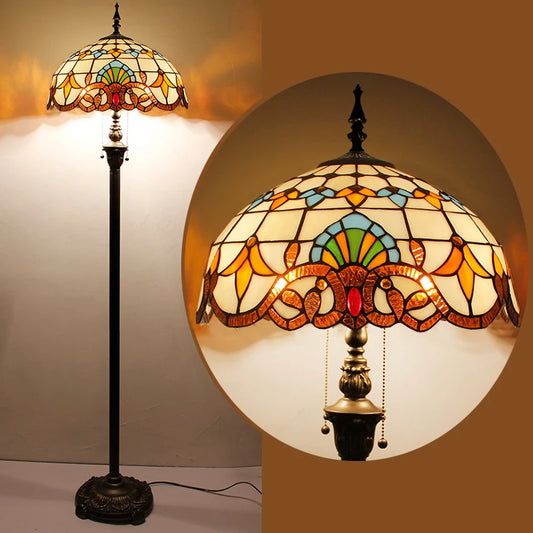 vydko.com - Tiffany Vintage Stained Glass Floor Lamp