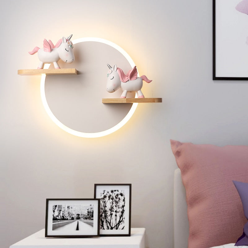 HEROGLO - Unicorn Cartoon Children's Room Wall Lamp