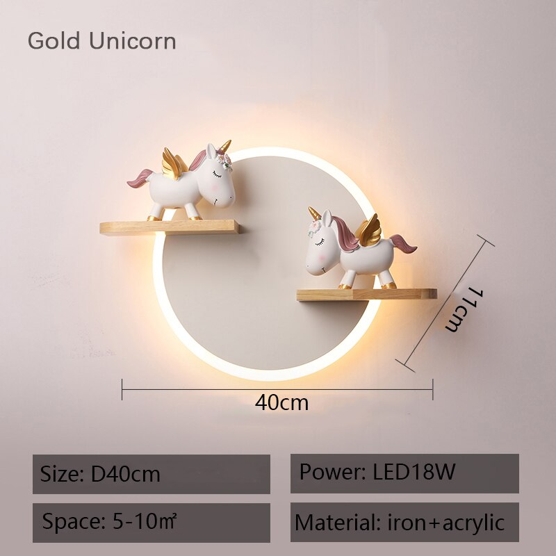 HEROGLO - Unicorn Cartoon Children's Room Wall Lamp