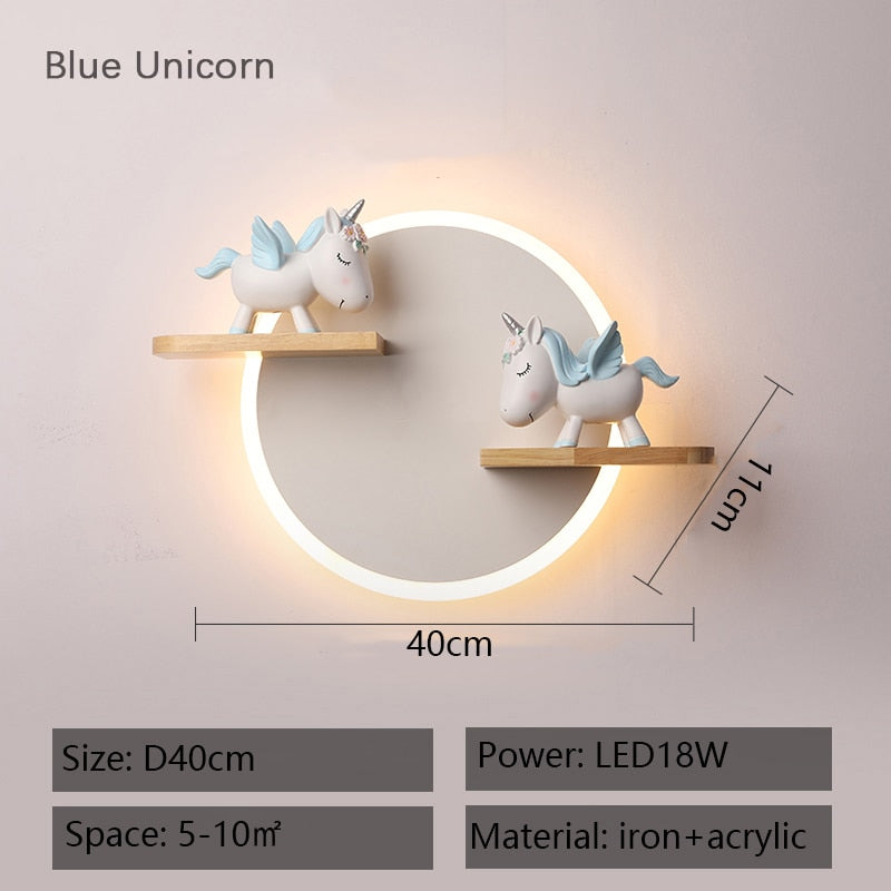 HEROGLO - Unicorn Cartoon Children's Room Wall Lamp