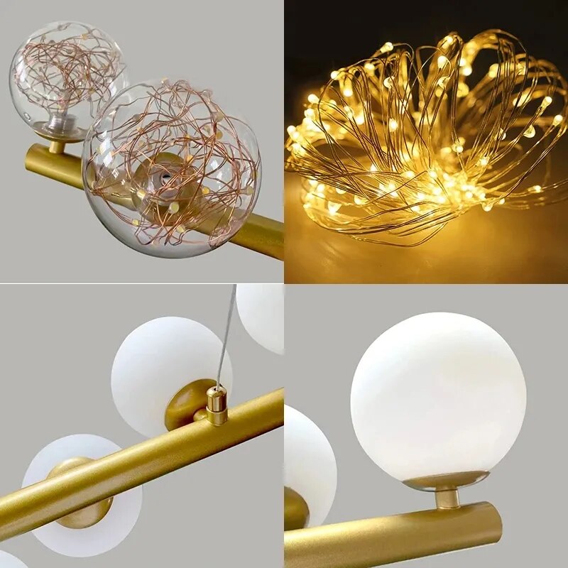 vydko.com - Nordic Glass Ball Gold Gypsophila Luxurious Chandelier