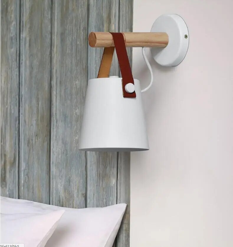 vydko.com - SELE - Modern Wood Leather Wall Lighting Sconce