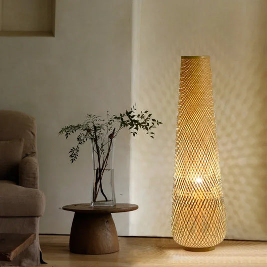 vydko.com - YANG - Woven Bamboo Cylinder Japanese Floor Lamp