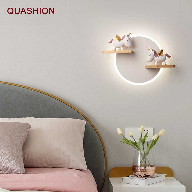 HEROGLO - Unicorn Cartoon Children's Room Wall Lamp